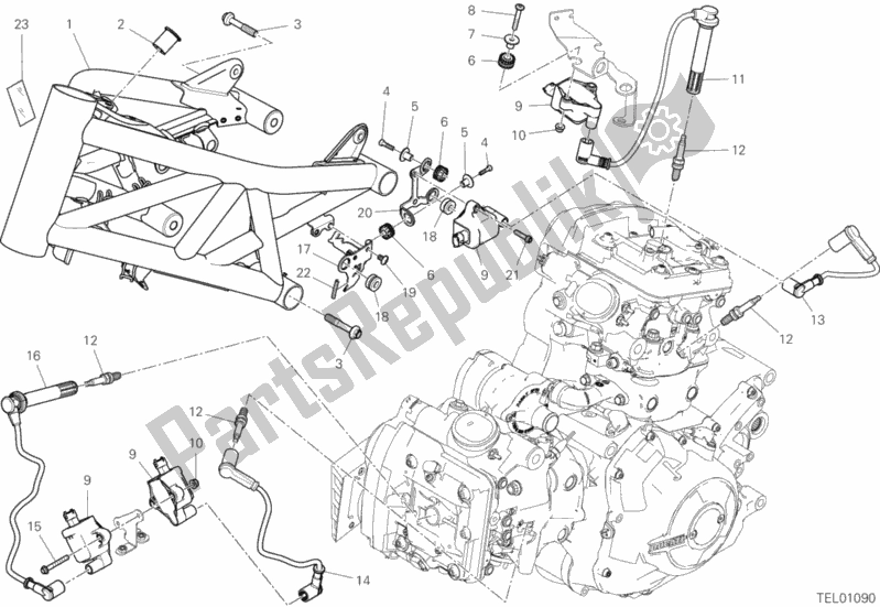 All parts for the Frame of the Ducati Diavel Xdiavel Sport Pack Brasil 1260 2018